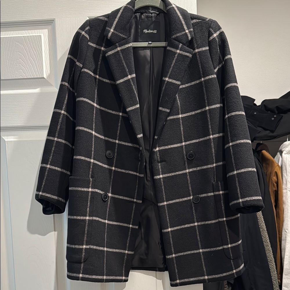 Madewell Plaid Wool Mid Coat